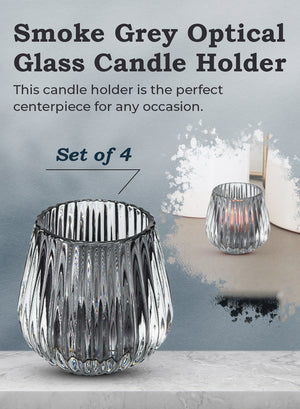 Optical Glass Candle Holder, Set of 4, in 3 Colors