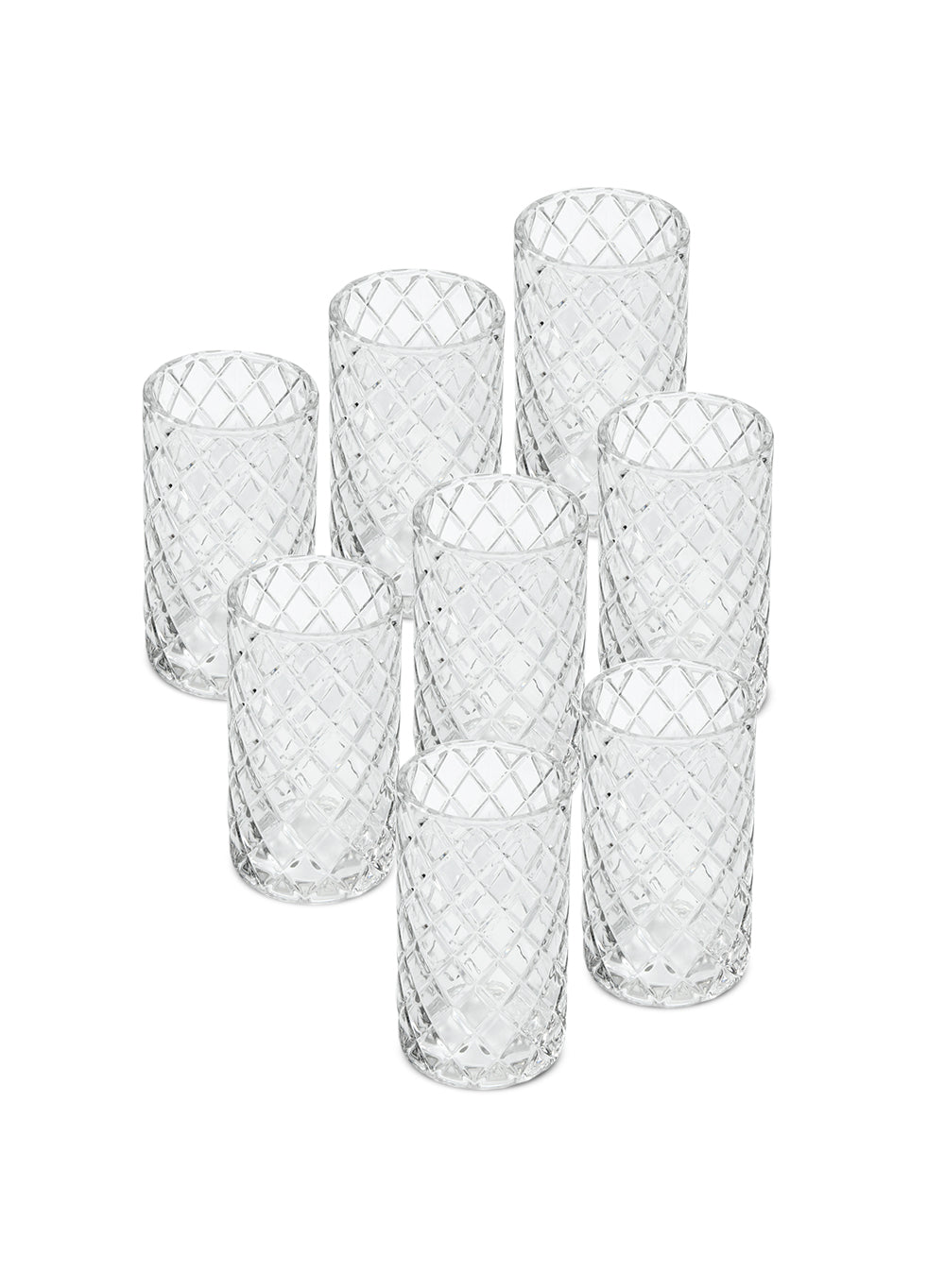 Clear Diamond Cut Glass Votive Holder, 3.25" Dia & 4.75" Tall, Set of 4 & 36