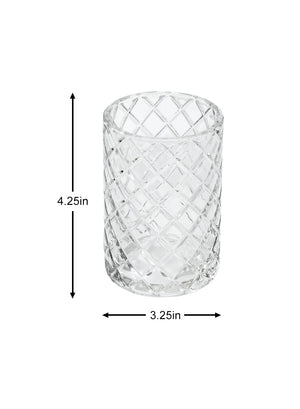Clear Diamond Cut Glass Votive Holder, 3.25" Dia & 4.75" Tall, Set of 4 & 36