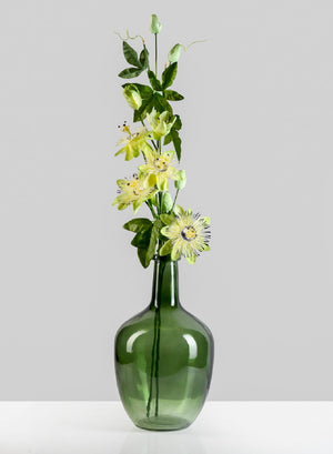 Serene Spaces Living Green Bottleneck Glass Vase, 7.48" Diameter & 12.2" Tall