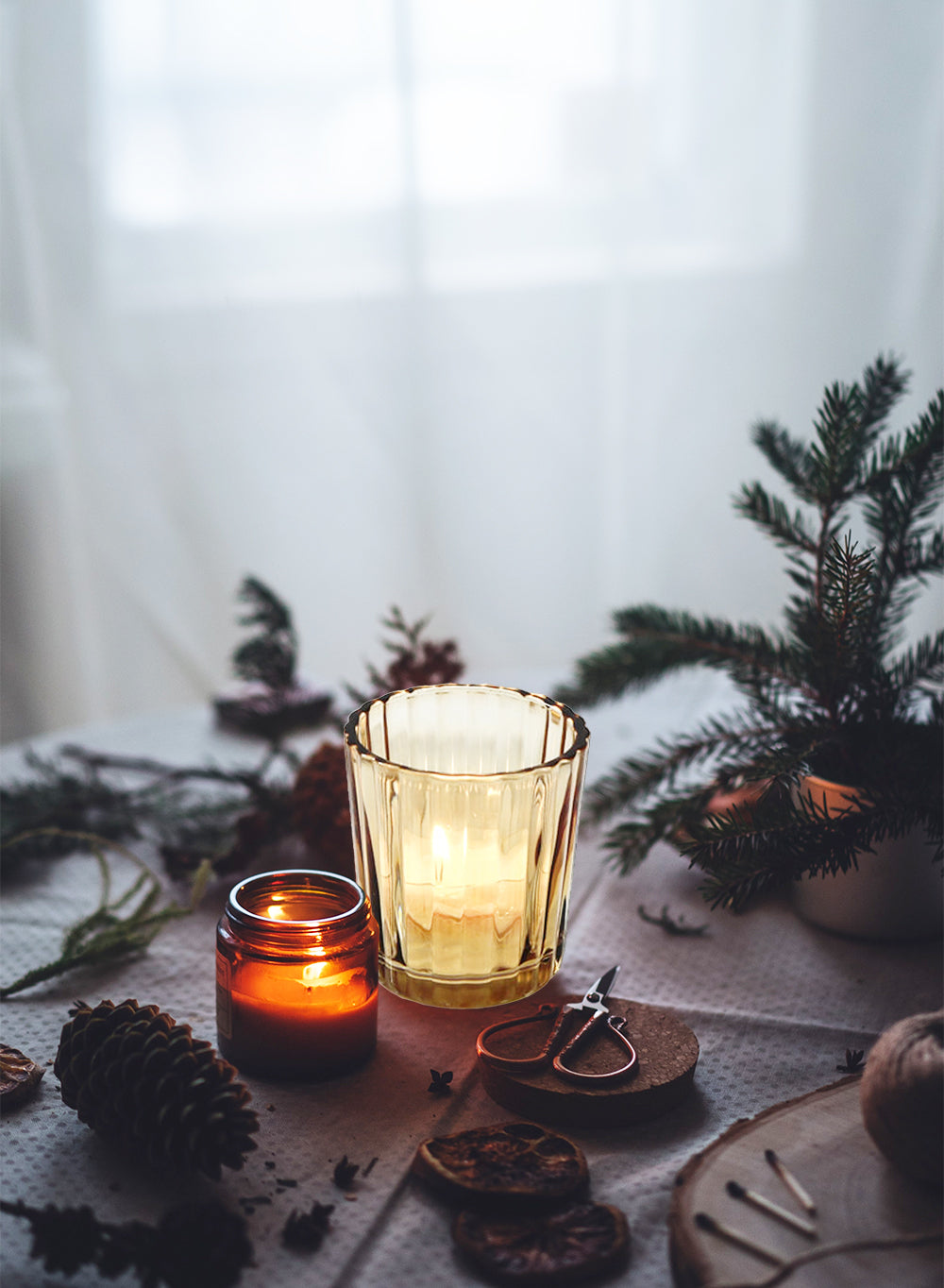 Scalloped Glass Candle Holder, in 3 Colors