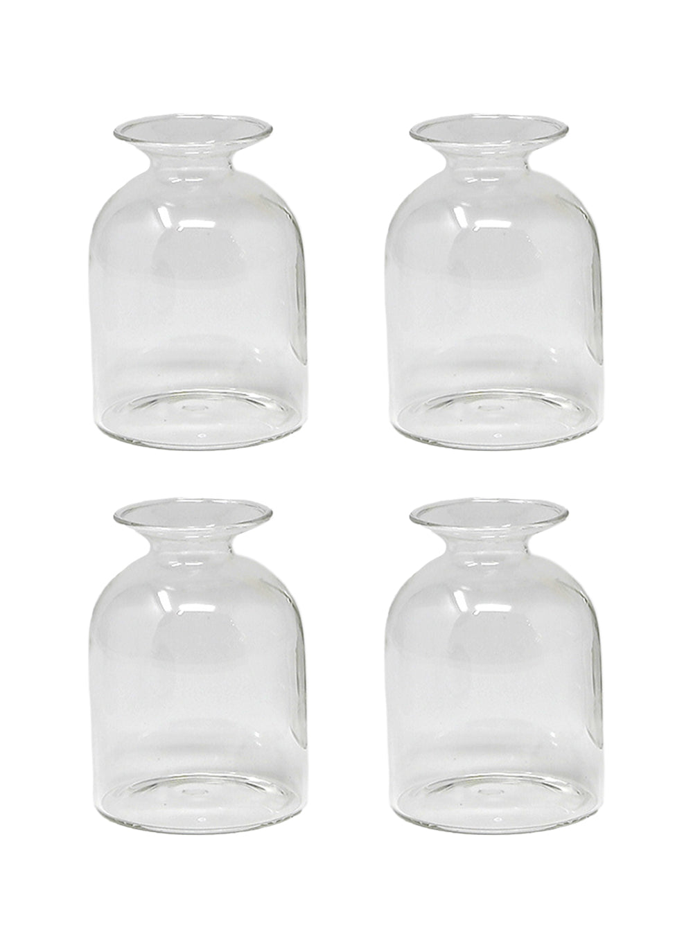 Short Bottle Bud Vase, 3.5" Diameter & 4.5" Tall - Set of 4