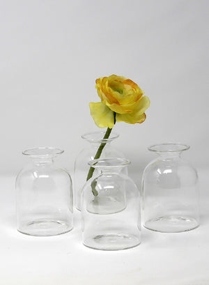 Short Bottle Bud Vase, 3.5" Diameter & 4.5" Tall - Set of 4