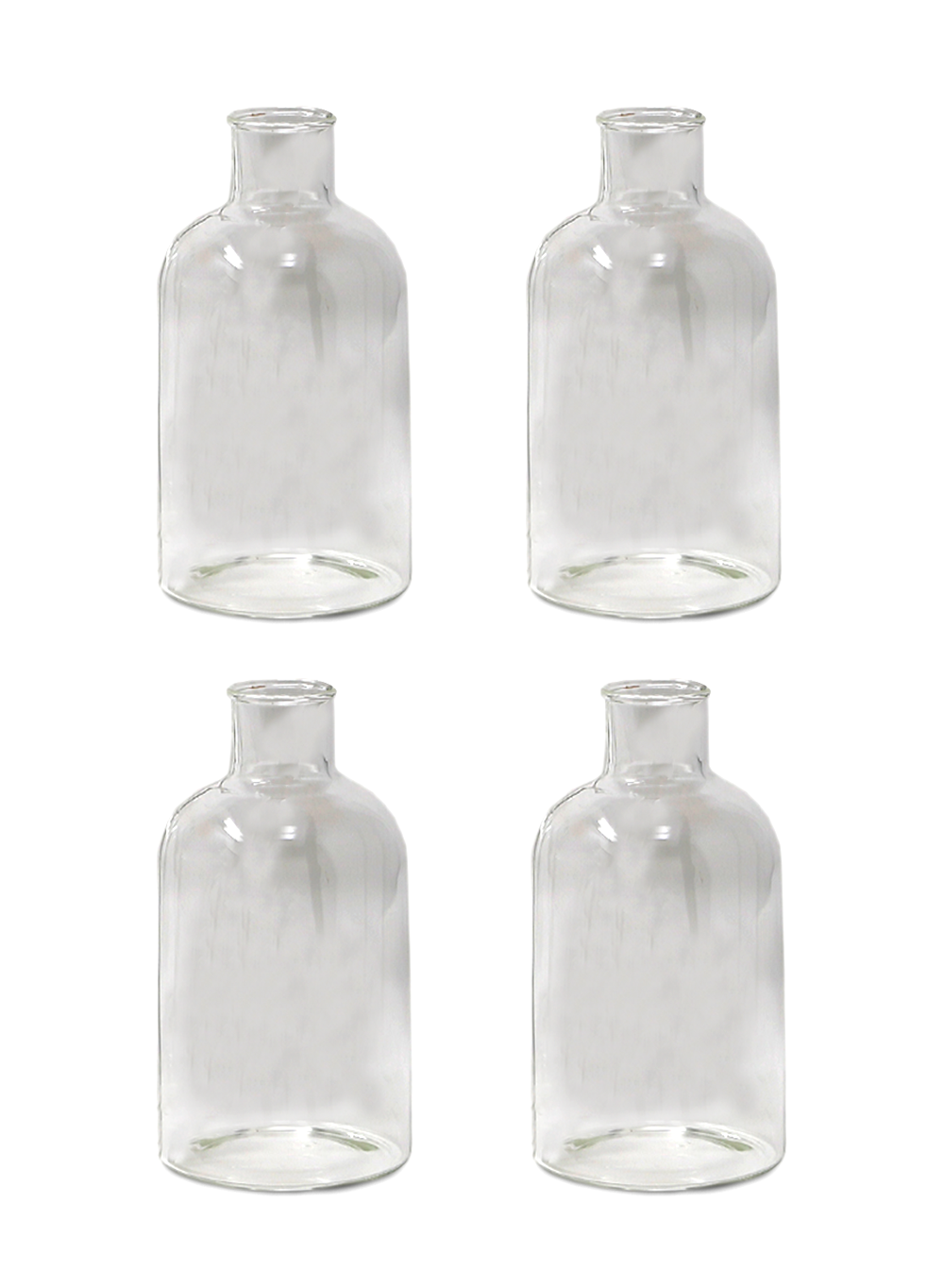 Serene Spaces Living Set of 4 Bottle Bud Vase, Measures 3" Diameter & 5.75" Tall