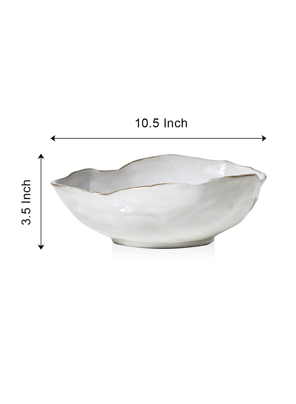 Free-Form Edge Glazed Ceramic Bowl, in 4 Sizes