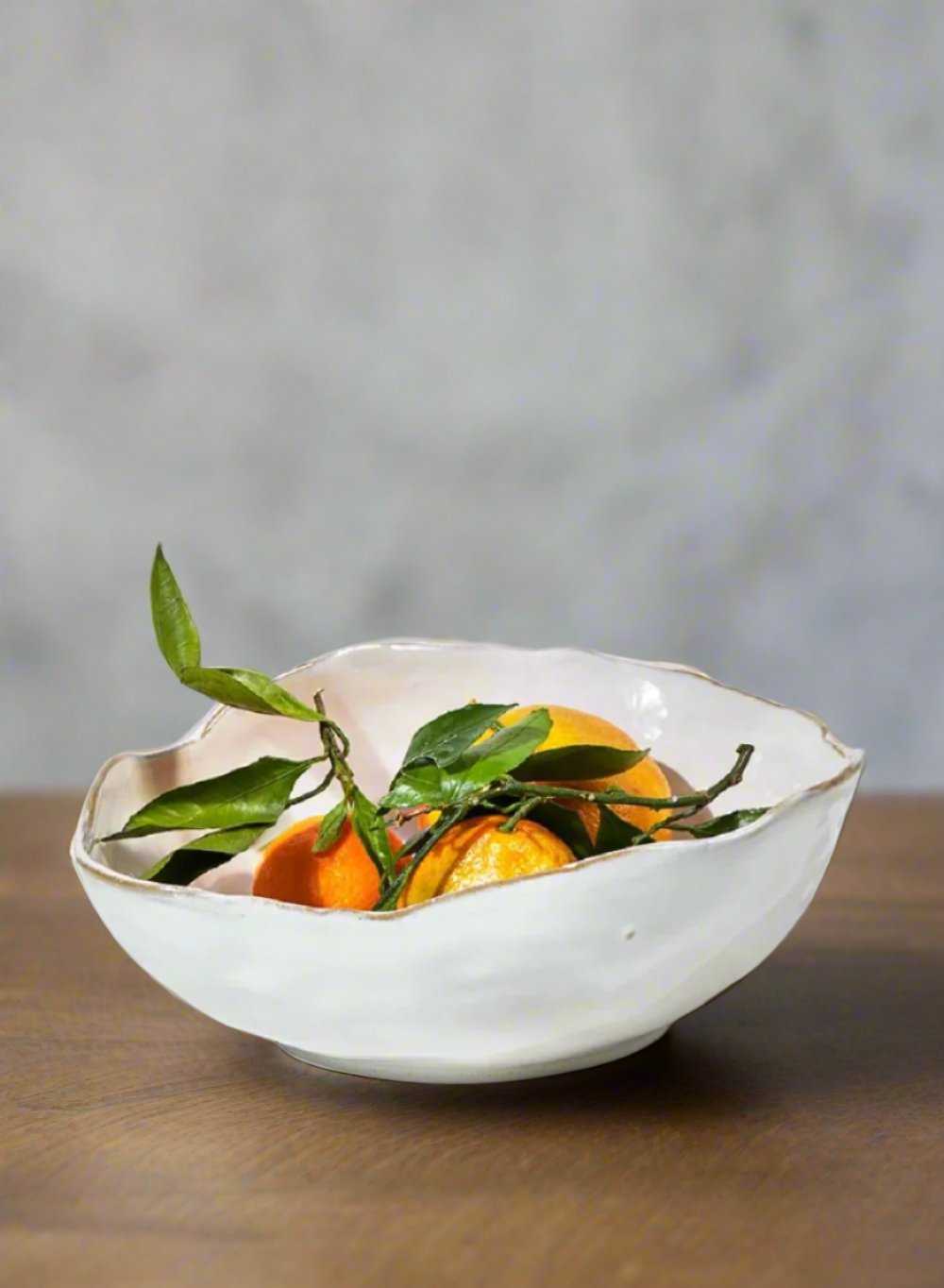 Free-Form Edge Glazed Ceramic Bowl, in 4 Sizes