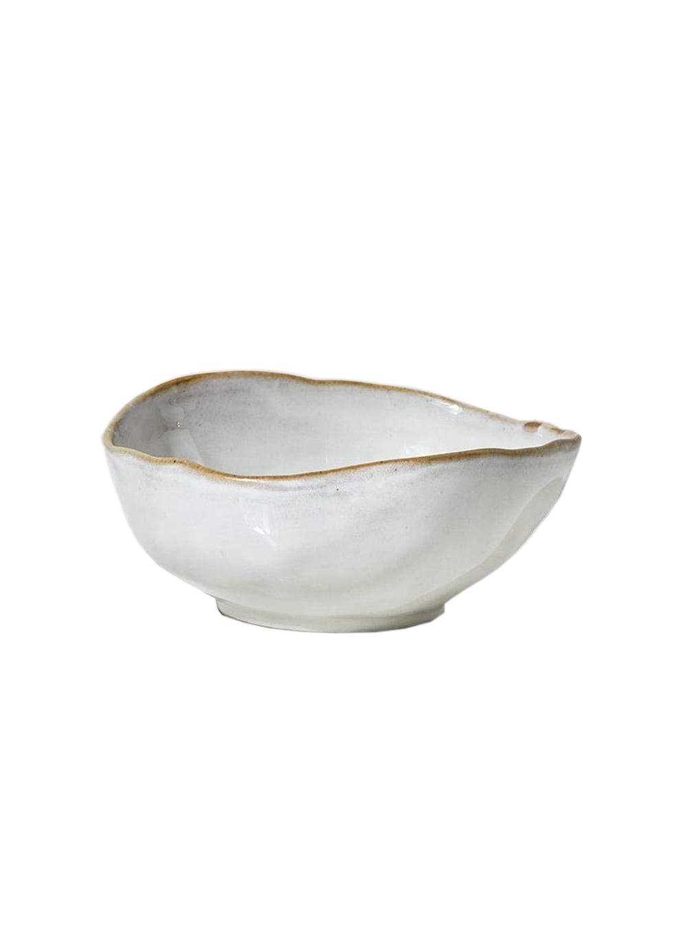 Free-Form Edge Glazed Ceramic Bowl, in 4 Sizes