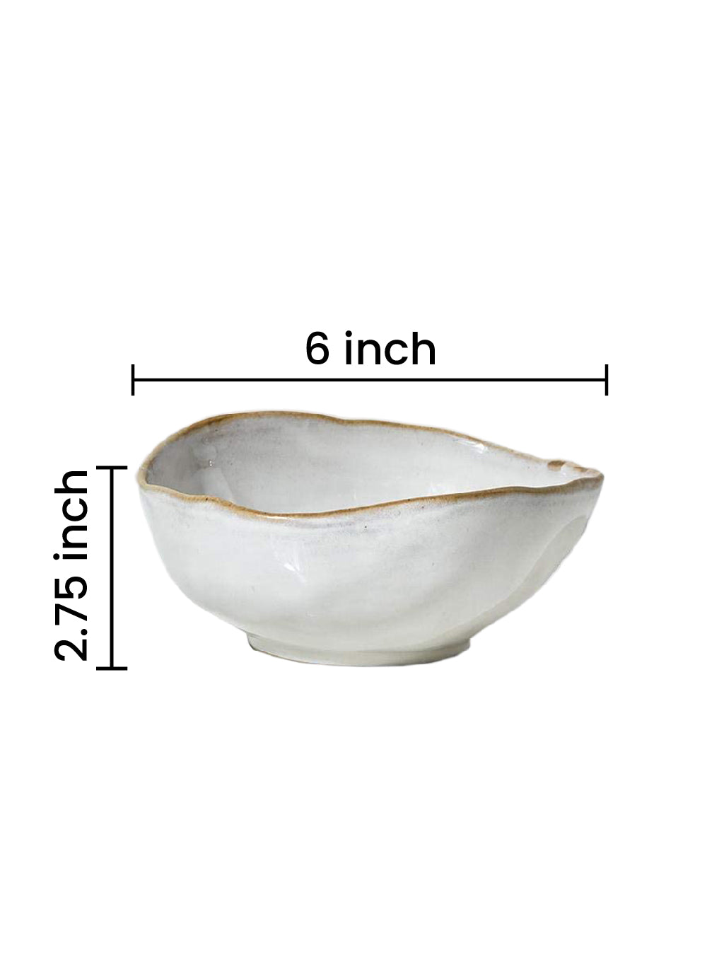 Free-Form Edge Glazed Ceramic Bowl, in 4 Sizes