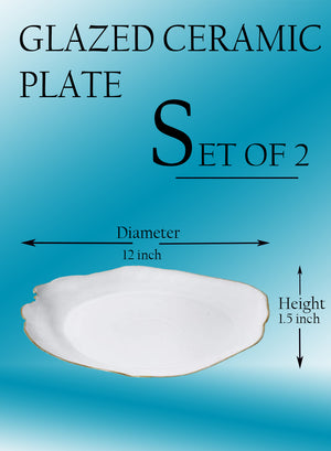 Free-Form Edge Glazed Ceramic Plate, in 2 Sizes