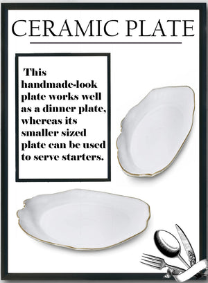 Free-Form Edge Glazed Ceramic Plate, in 2 Sizes