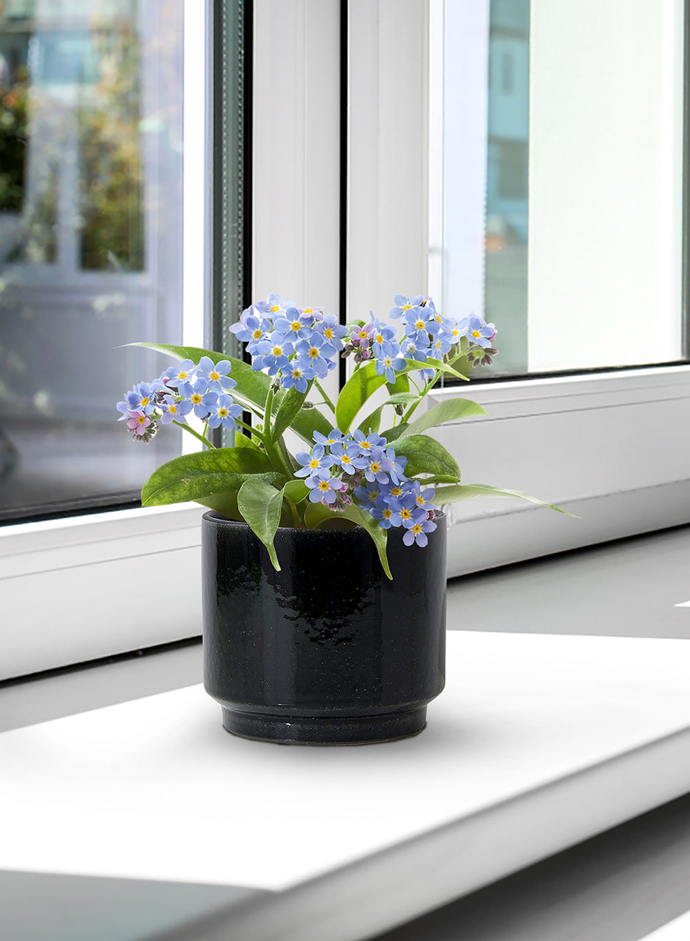 Glossy Black Ceramic Bowl Vase, Available in 3 Sizes