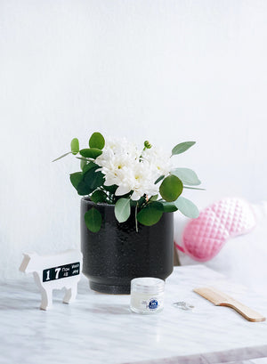 Serene Spaces Living Glossy Black Ceramic Bowl Vase, Available in 3 Sizes