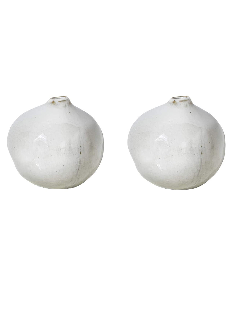 Free-Form Glazed Ceramic Pomegranate Bud Vase, 3.75" Diameter & 3.5" Tall, Set of 4