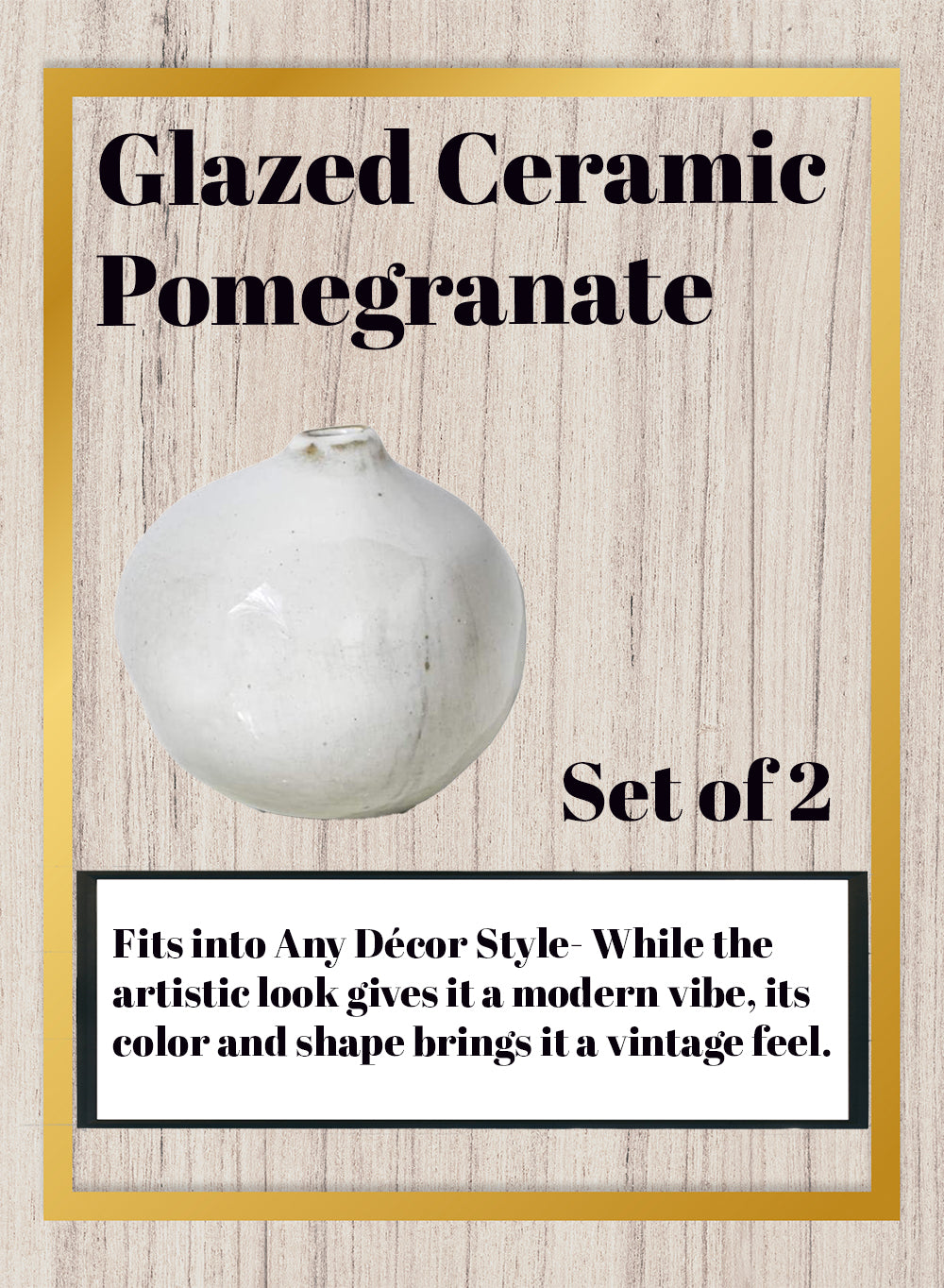 Free-Form Glazed Ceramic Pomegranate Bud Vase, 3.75" Diameter & 3.5" Tall, Set of 4