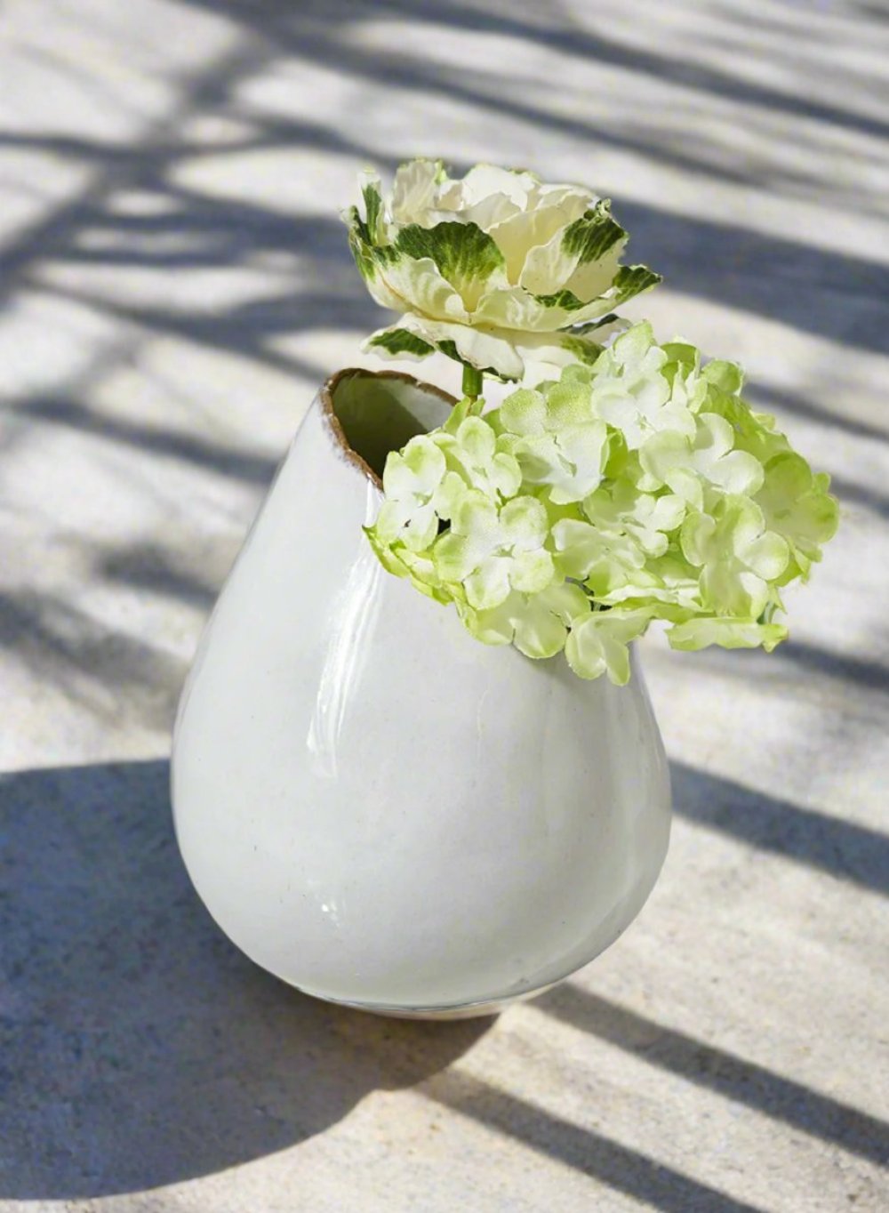 Free-From Edge Glazed Ceramic Vase, in 4 Shapes