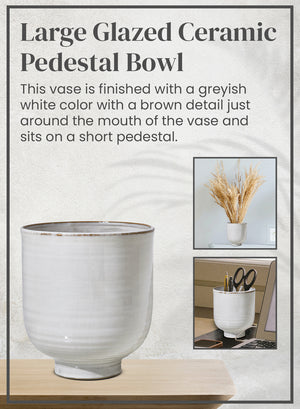 Glazed Ceramic Pedestal Bowl, in 3 Sizes