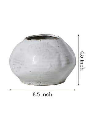 Free-From Edge Glazed Ceramic Vase, in 4 Shapes