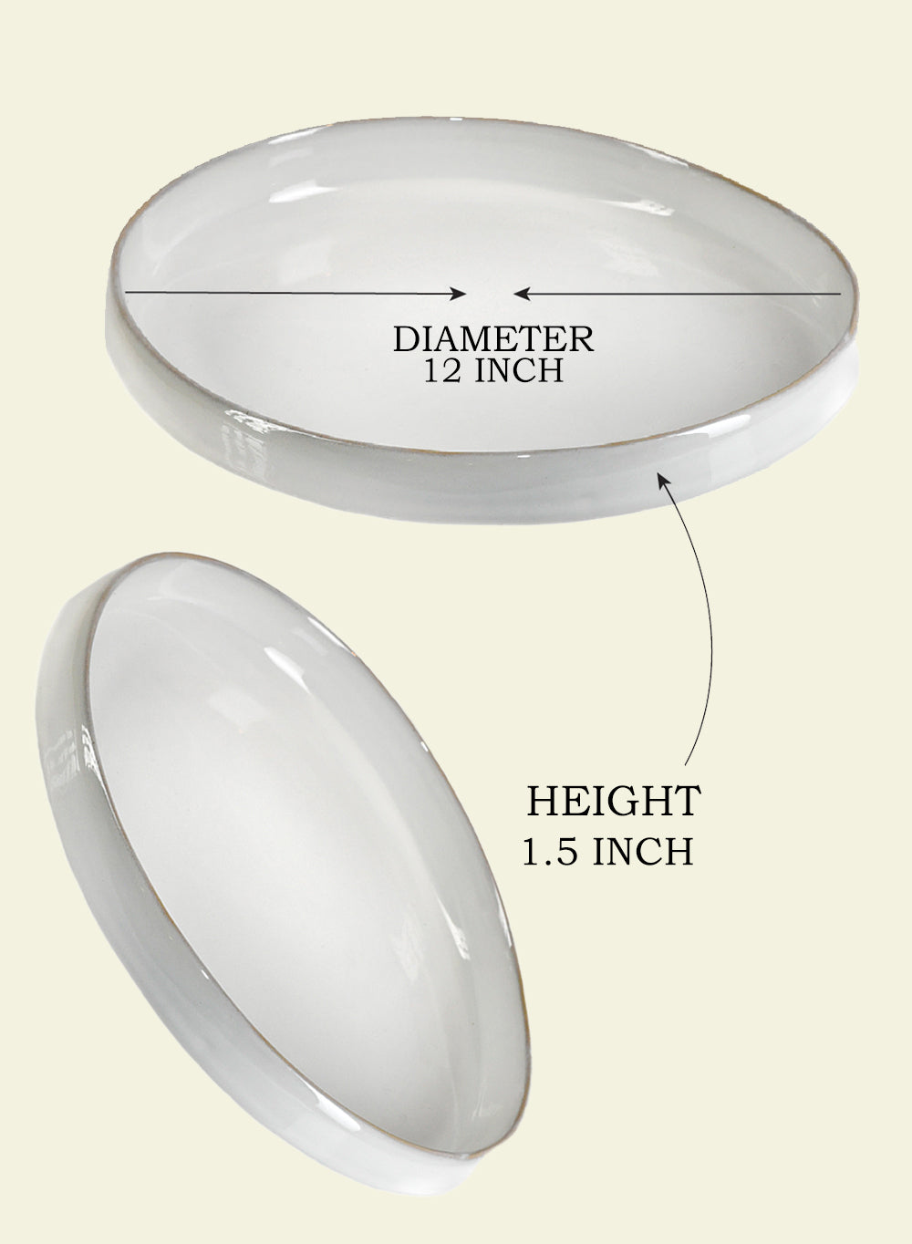 Round White Ceramic Platter, in 2 Sizes