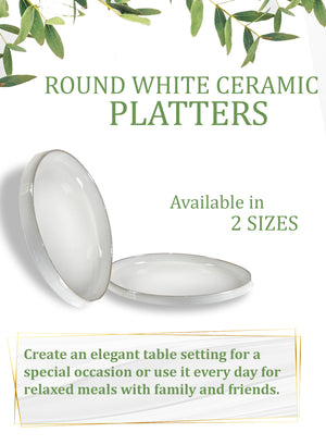 Round White Ceramic Platter, in 2 Sizes