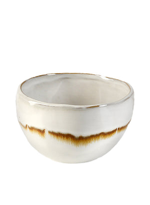 Mocha Striped White Ceramic Bowl, in Sets of 2 & 4