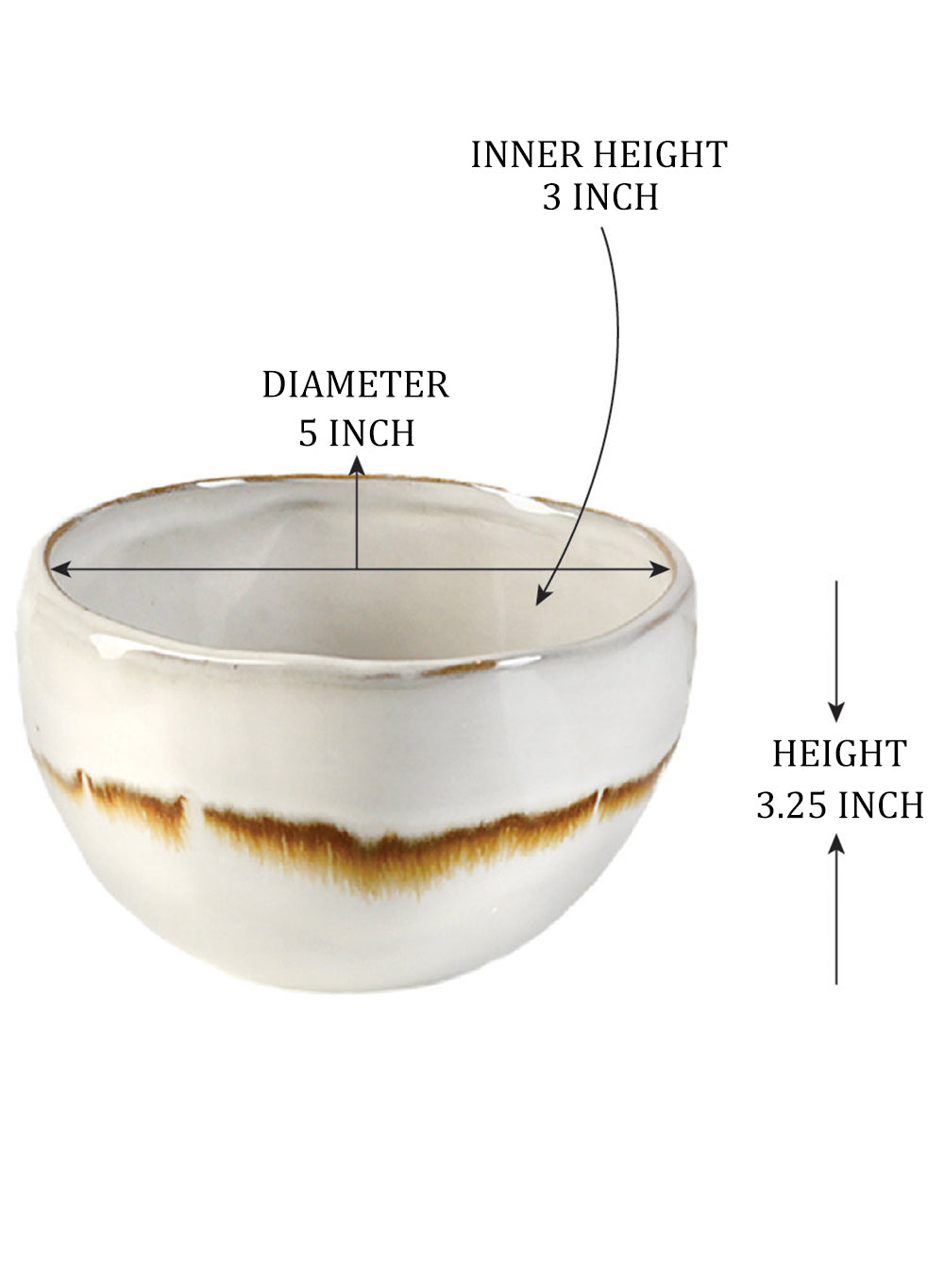 Mocha Striped White Ceramic Bowl, in Sets of 2 & 4