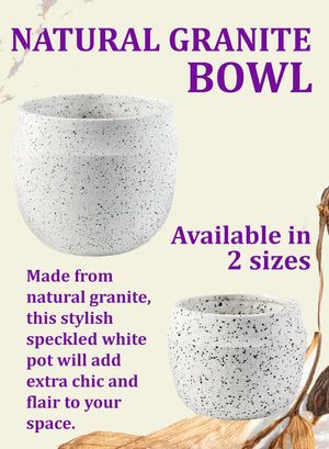 Serene Spaces Living White Granite Bowl, Plants Pot, Flower Vase, in 2 Sizes