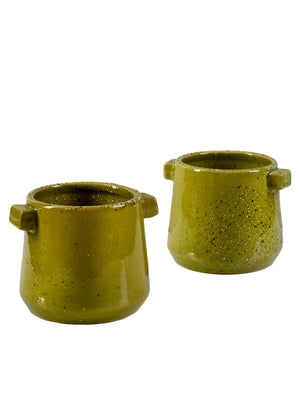 Green Ceramic Vase, Set of 2