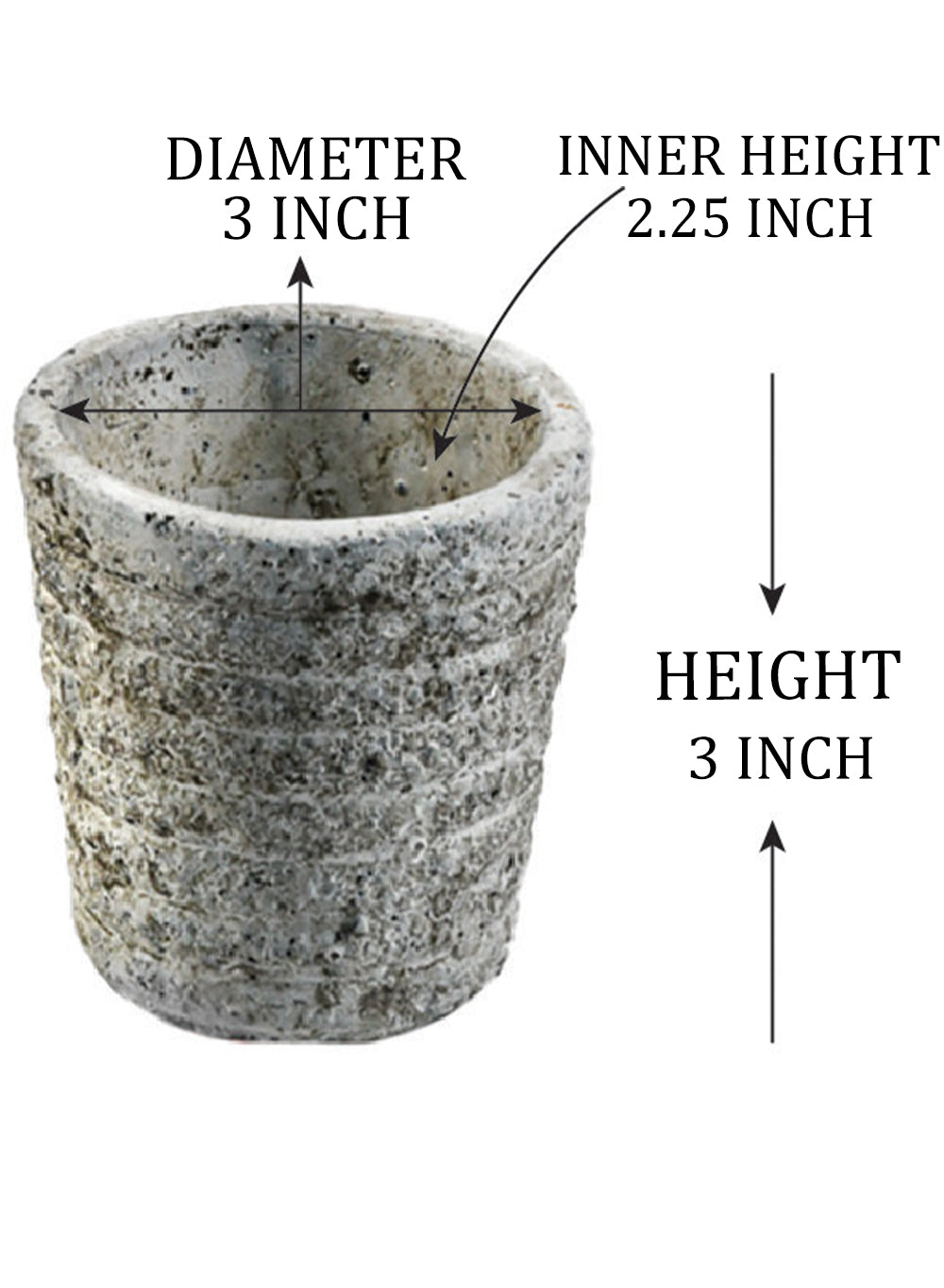 3" Aged Stone Planter, Set of 4