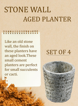3" Aged Stone Planter, Set of 4