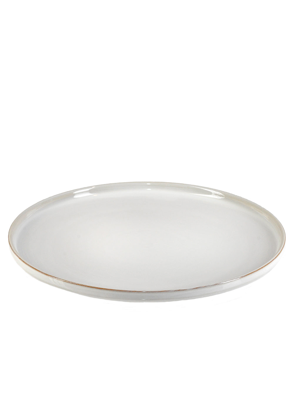 Serene Spaces Living White Ceramic Plate with Brown Raised Rim, in 2 Sizes