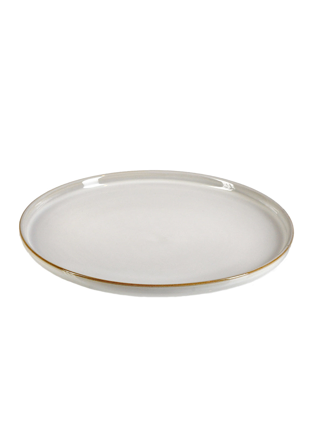 Serene Spaces Living White Ceramic Plate with Brown Raised Rim, in 2 Sizes