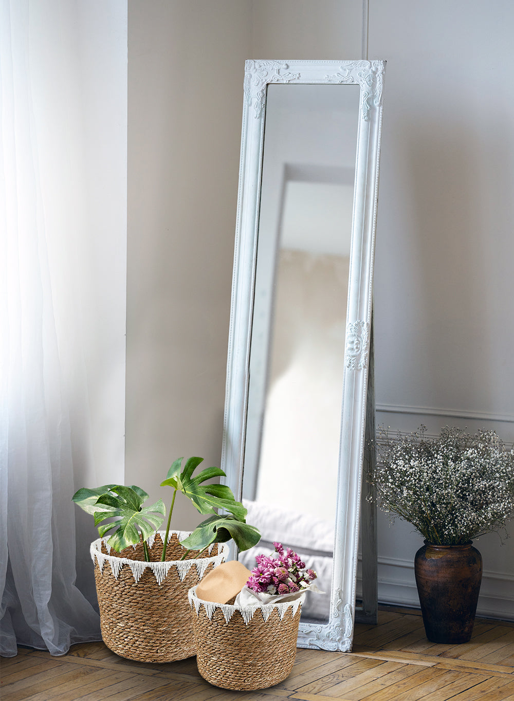 Handmade Cattail Leaf Basket, in 3 Sizes