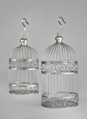 Birdcage Decor, Silver Metal in 2 Sizes & Color