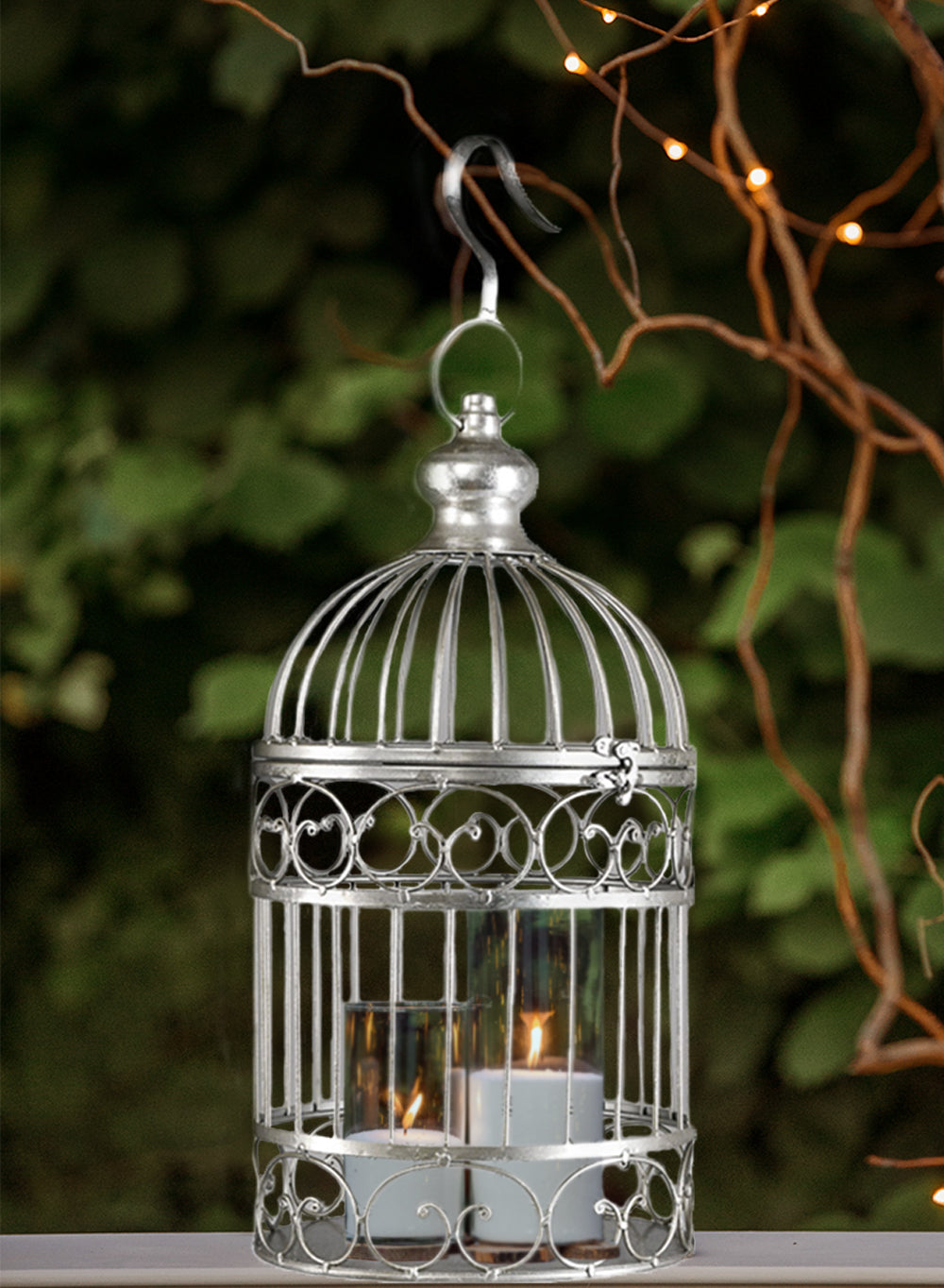 Birdcage Decor, Silver Metal in 2 Sizes & Color