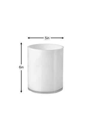 6" Modern White Glass Vase, Set of 2