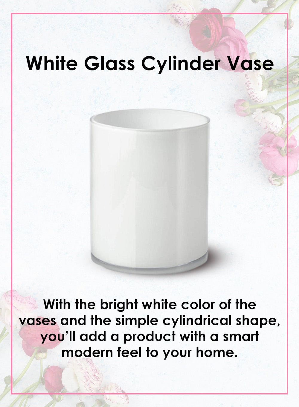 Modern White Glass Vase, In 3 Sizes