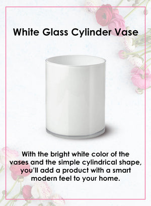 Serene Spaces Living Set of 2 Modern White Glass Vase, Smart Modern White Design, Décor Accent, Measures 6" Tall & 5" Diameter