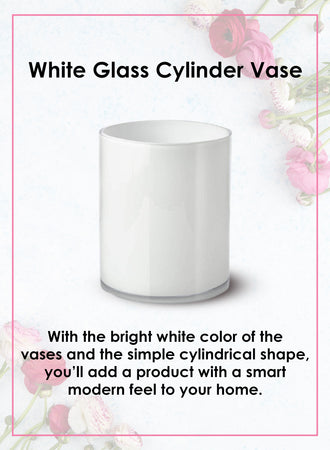 6" Modern White Glass Vase, Set of 2
