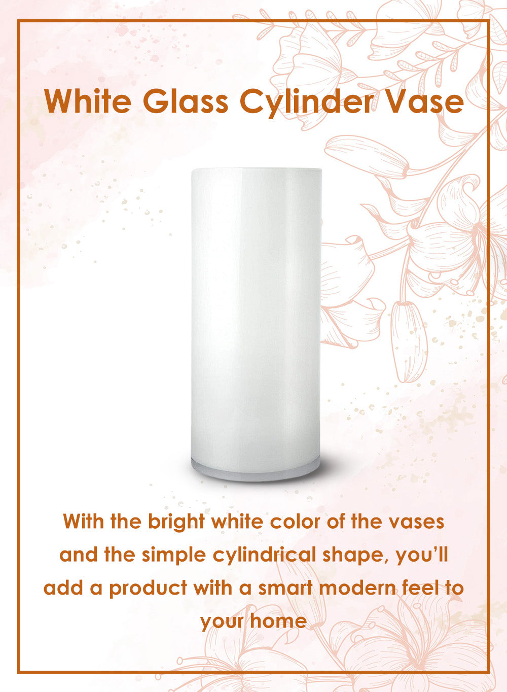 Modern White Glass Vase, In 3 Sizes