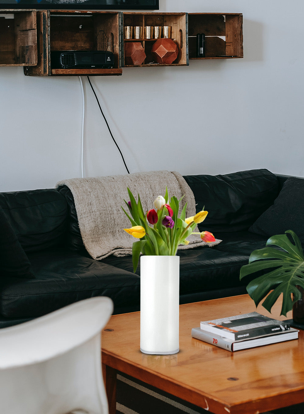 Modern White Glass Vase, In 3 Sizes