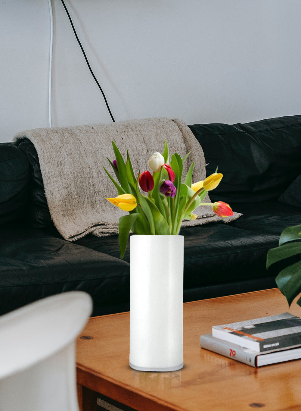 Modern White Glass Vase, In 3 Sizes