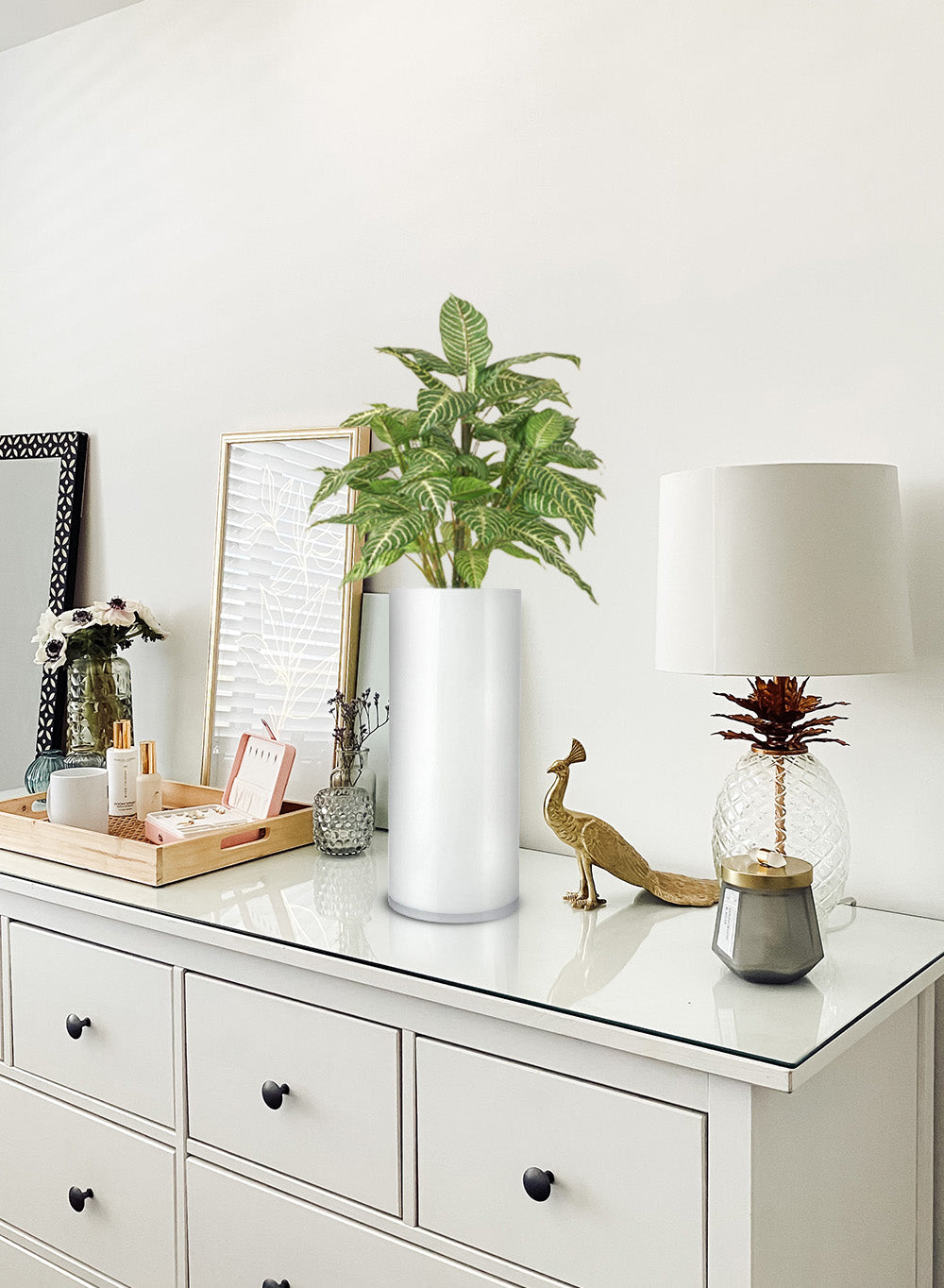 Modern White Glass Vase, In 3 Sizes