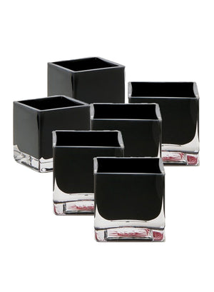Black Glass Cube Vase, 3" Cube, Sold Individually & as Set of 12