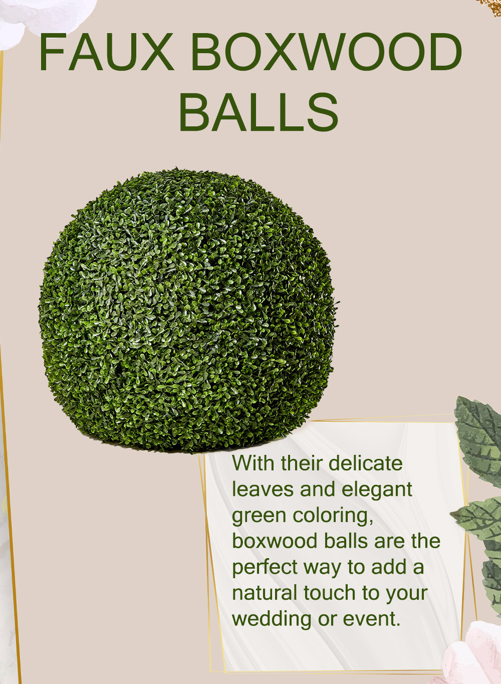 Artificial Boxwood Topiary Ball, in 3 Sizes