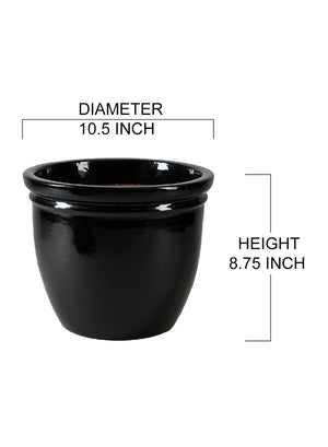 Polished Black Ceramic Planter, in 3 Sizes