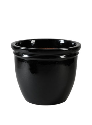 Polished Black Ceramic Planter, in 3 Sizes