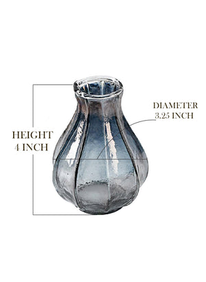 Scalloped Glass Bud Vase，3.25" Diameter & 4" Tall，Set of 4