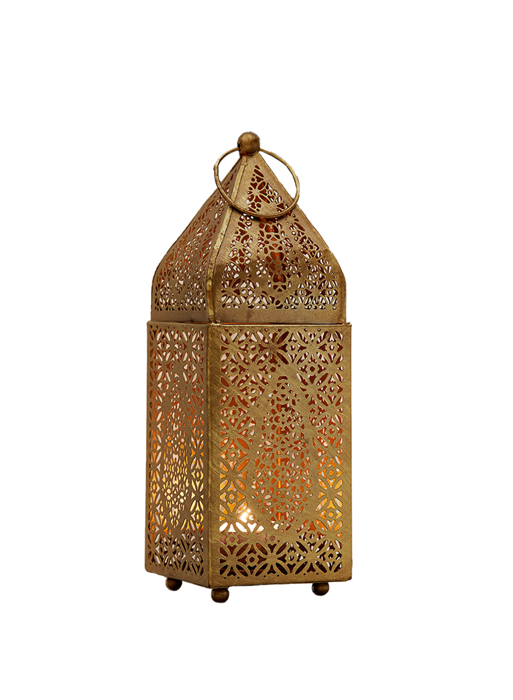 Gold Moroccan Metal Candle Lantern, in 2 Sizes and Material