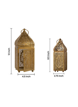 Gold Moroccan Metal Candle Lantern, in 2 Sizes