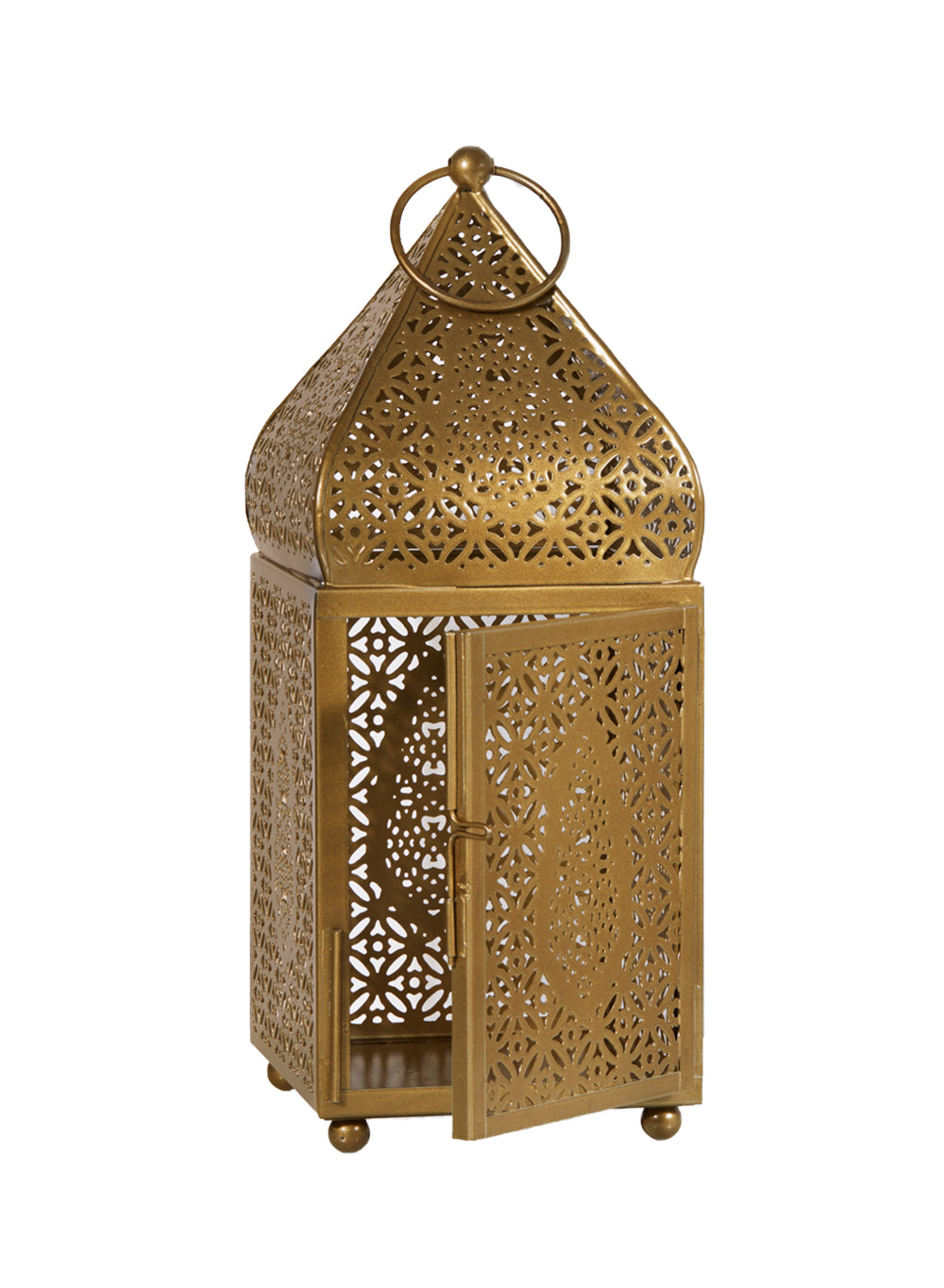 Gold Moroccan Metal Candle Lantern, in 2 Sizes and Material